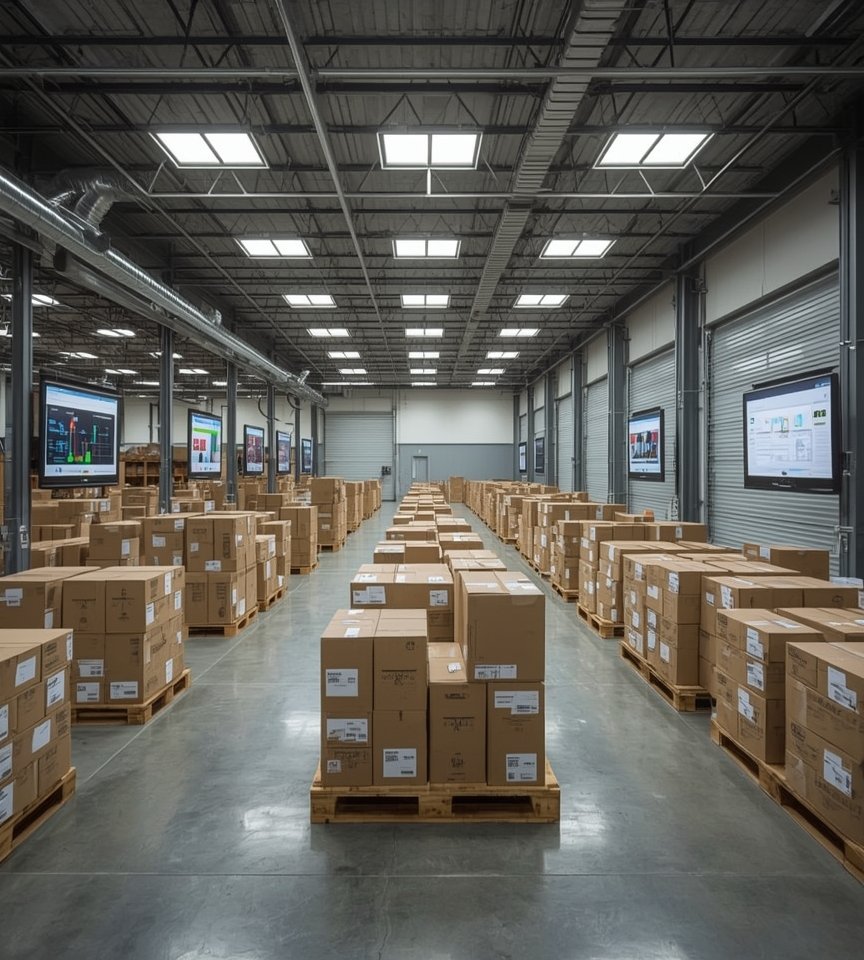 Sistema de control de inventario en almacén con códigos de barras y escáneres. En Alliance Consulting